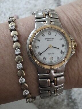 18K STAINLESS RAYMOND WEIL 9190 PARSIFAL LADIES WATCH FITS A 7 INCH WRIST